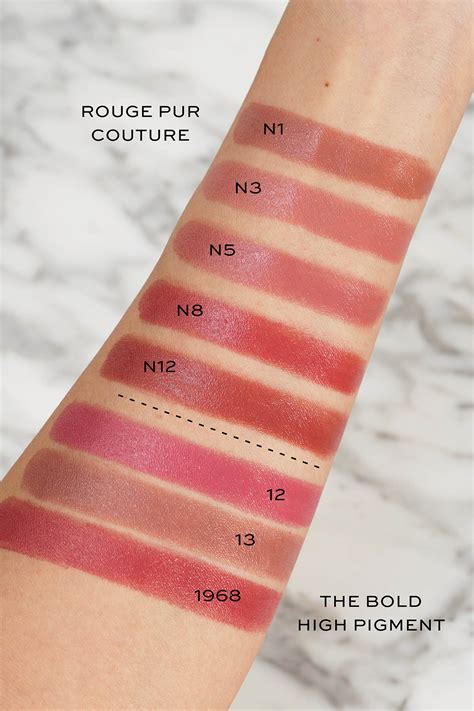 swatches ysl rouge pur couture|YSL rouge pur couture shades.